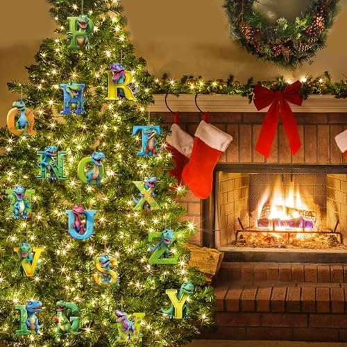 Dinosaur Christmas Ornaments with 26 Letters