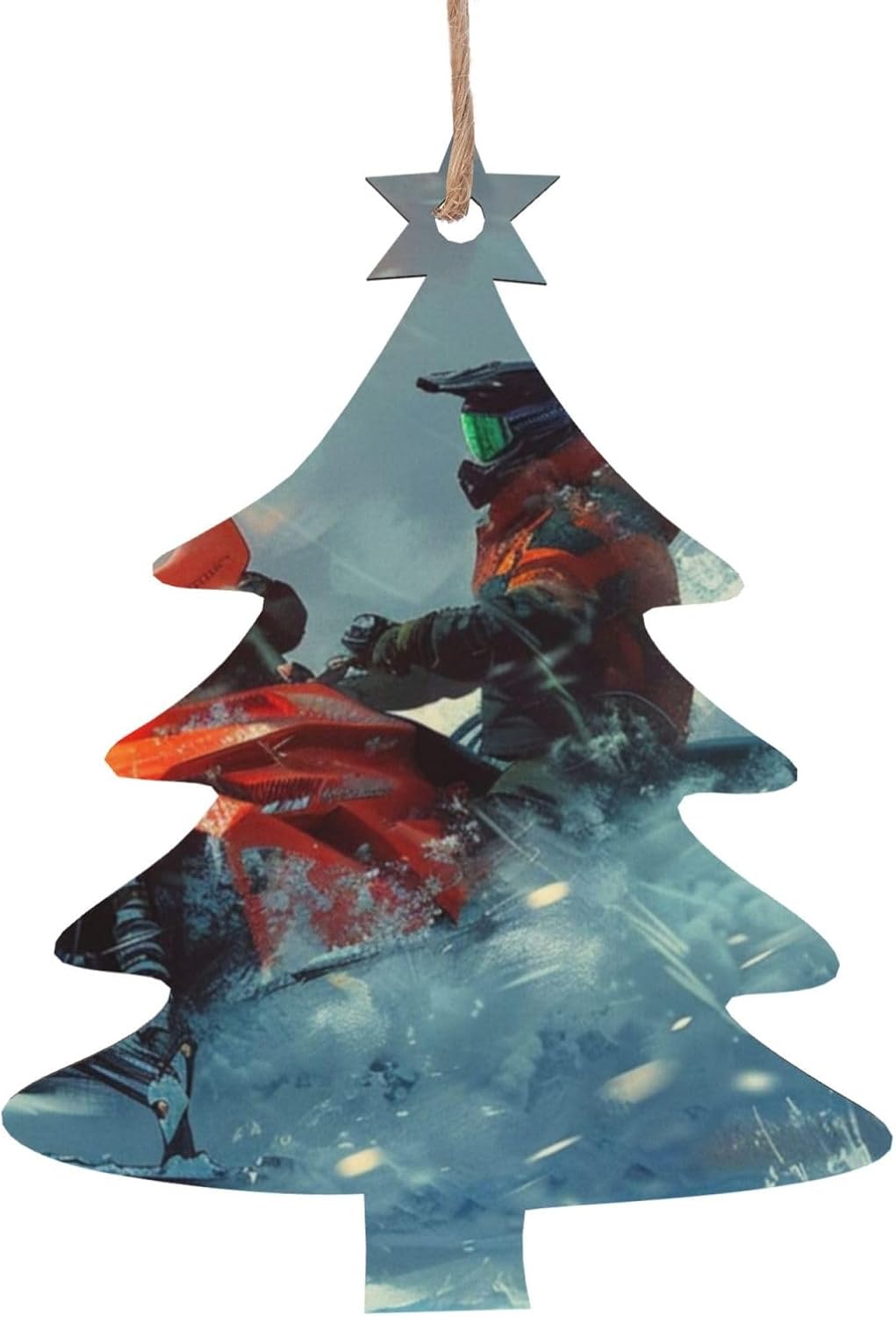 Yilequan Wooden Christmas Tree Decorations Snowmobile