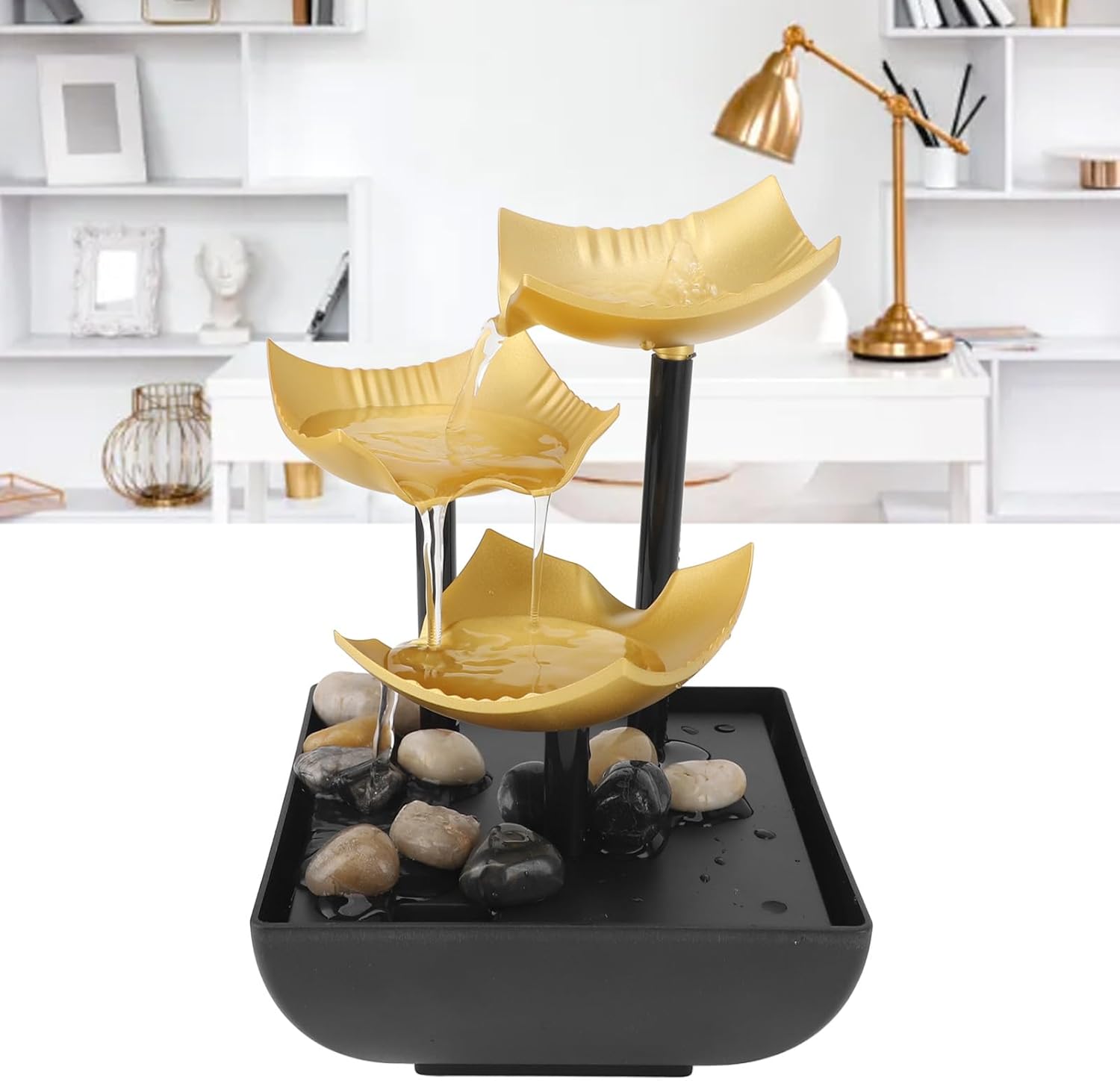 3 Tier Desktop Fountain with LED USB Power for Home Office