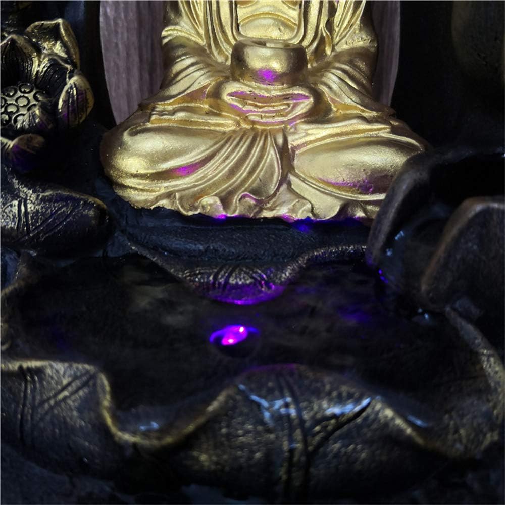 118in Buddha Tabletop Waterfall Fountain for Home Office Bedroom - Gold