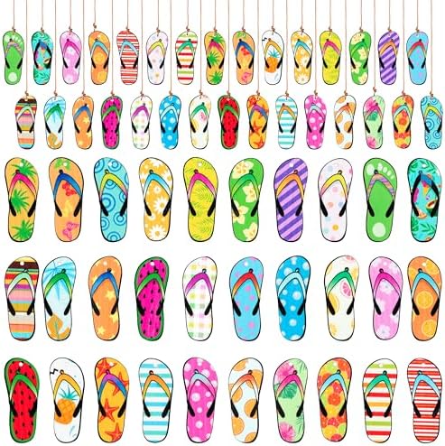 Summer Flip Flop Wood Hanging Decorations 31Pcs