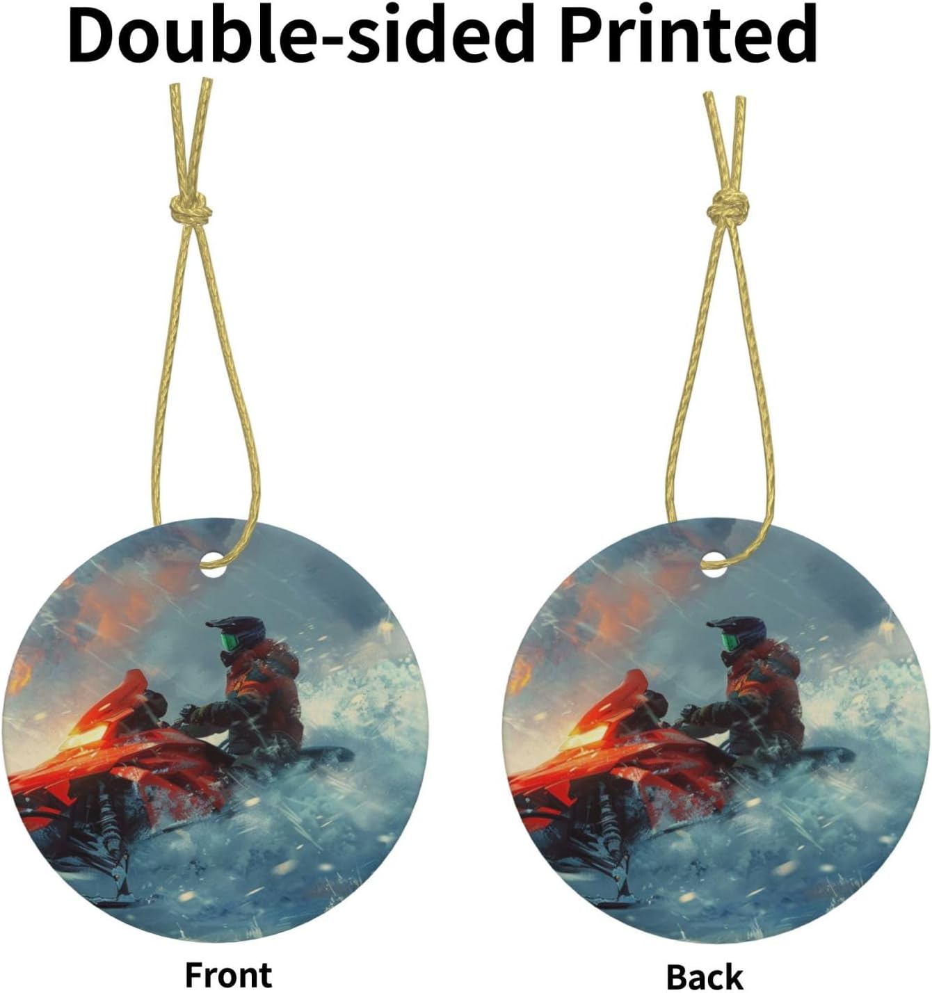 Yilequan Snowmobile Ceramic Christmas Ornament