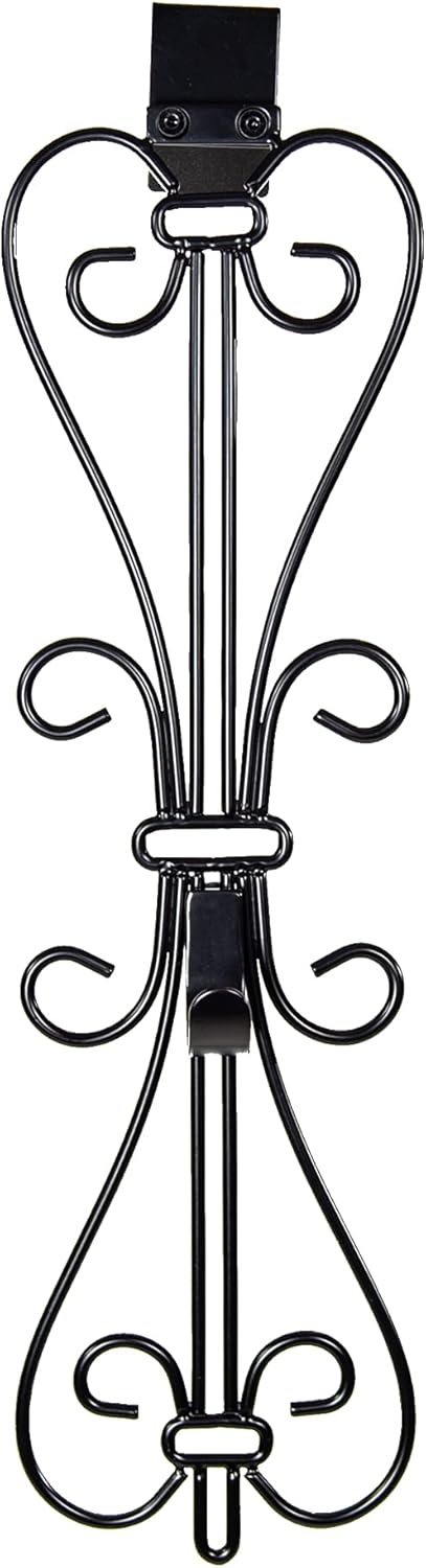Adjustable Wreath Hanger for Front Door - Cast Iron Black Design