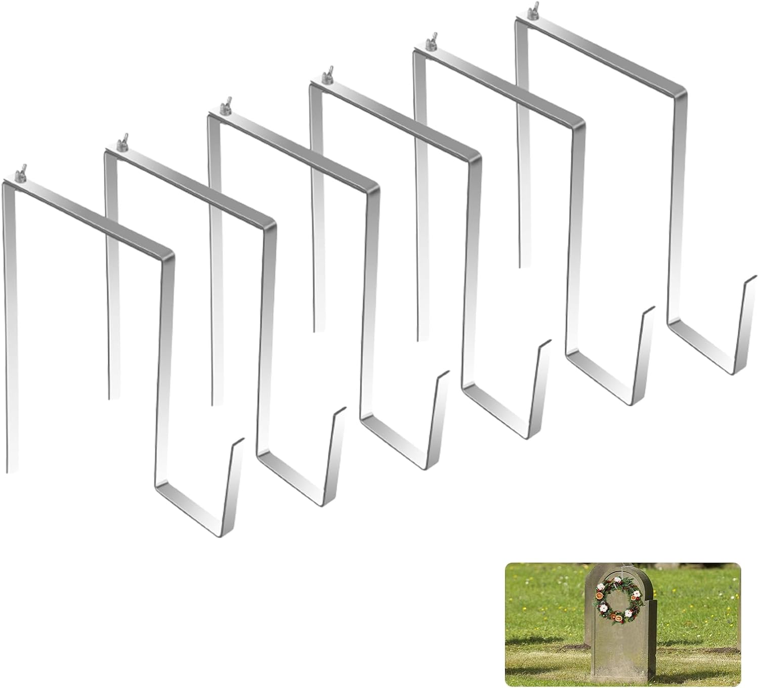 6Pcs Stainless Steel Christmas Grave Wreath Hanger