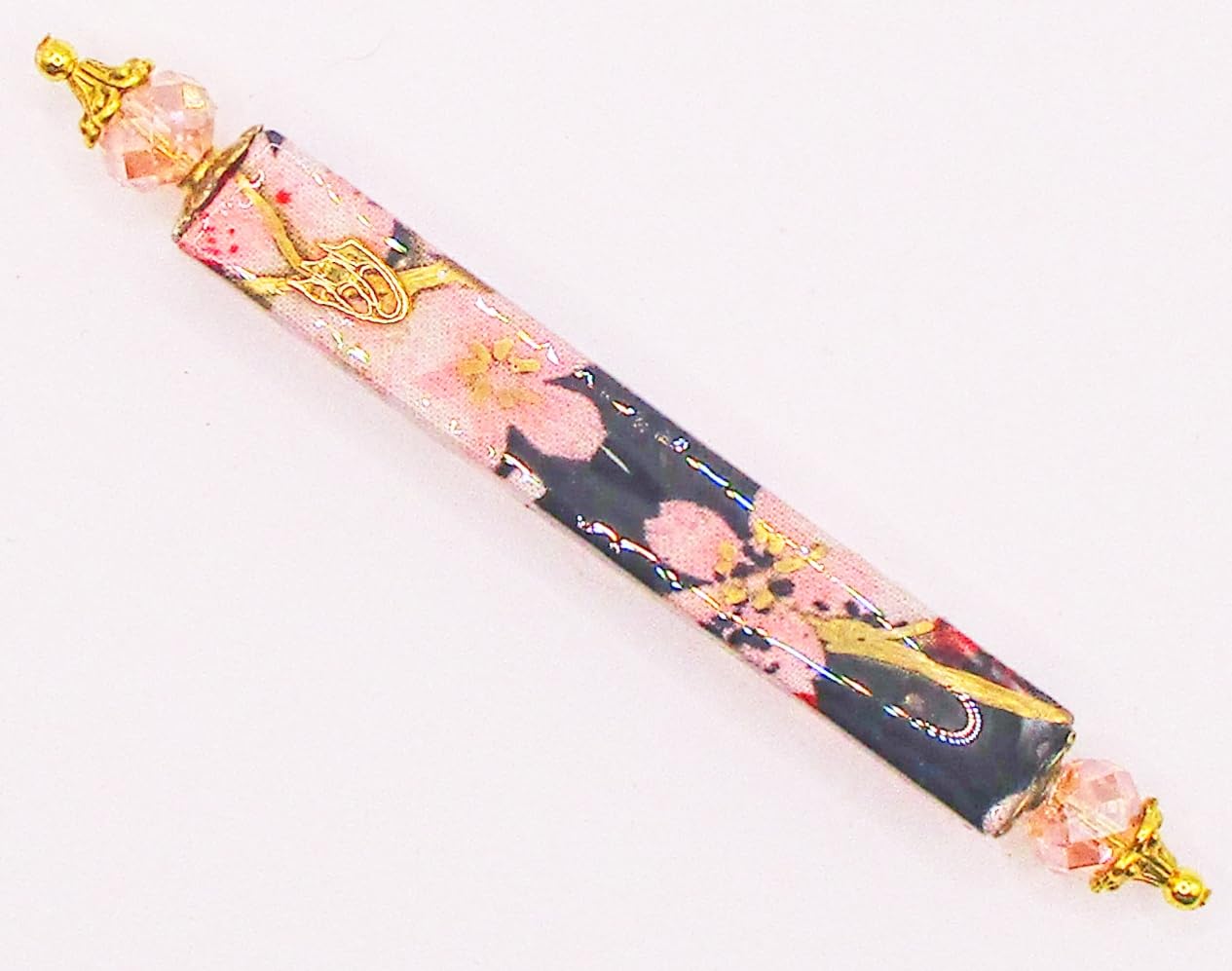 Handmade Cherry Blossoms Mezuzah