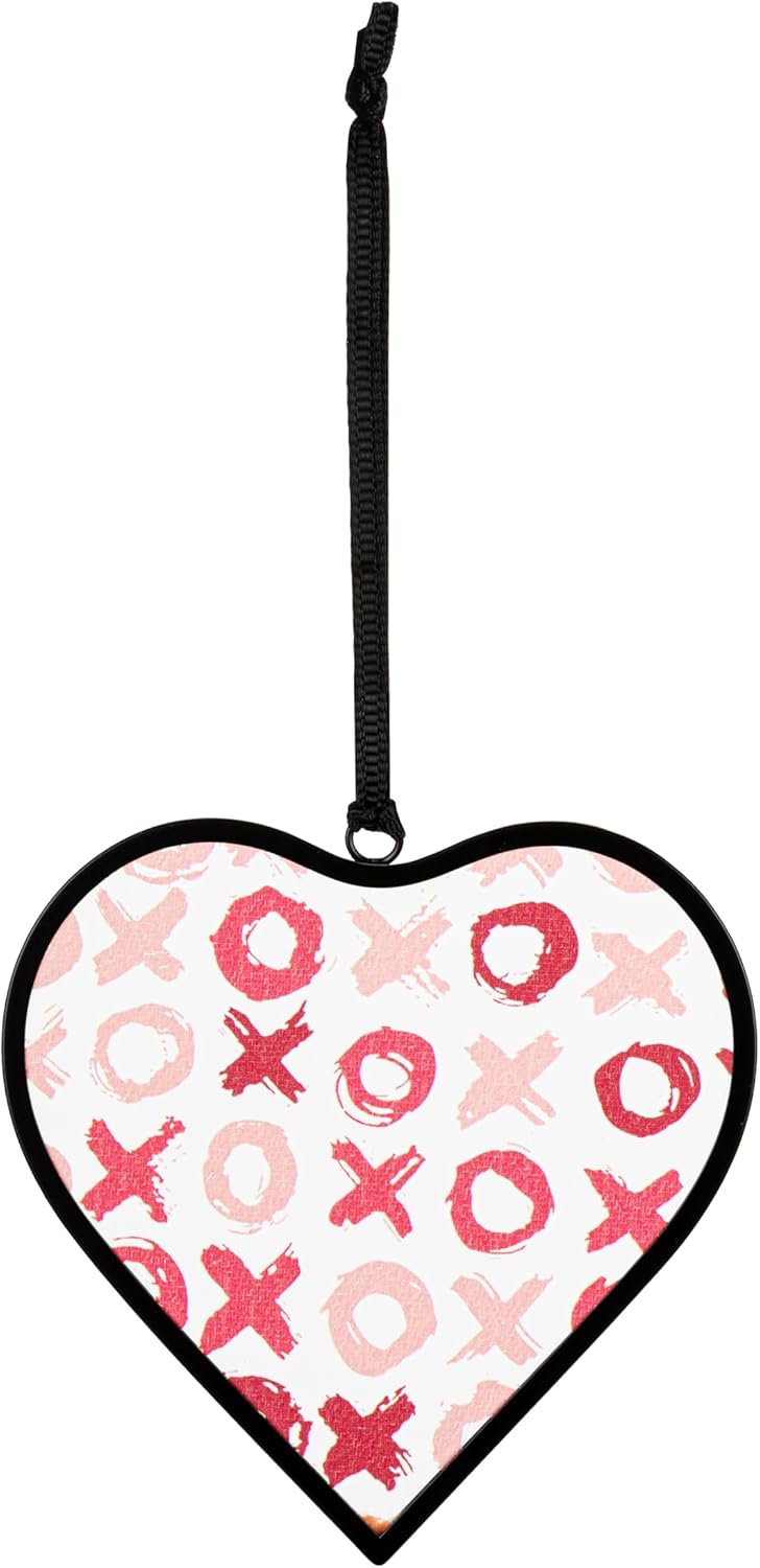 DEMDACO OXOX Heart Suncatcher Hanging Ornament 3 Inch Red Pink