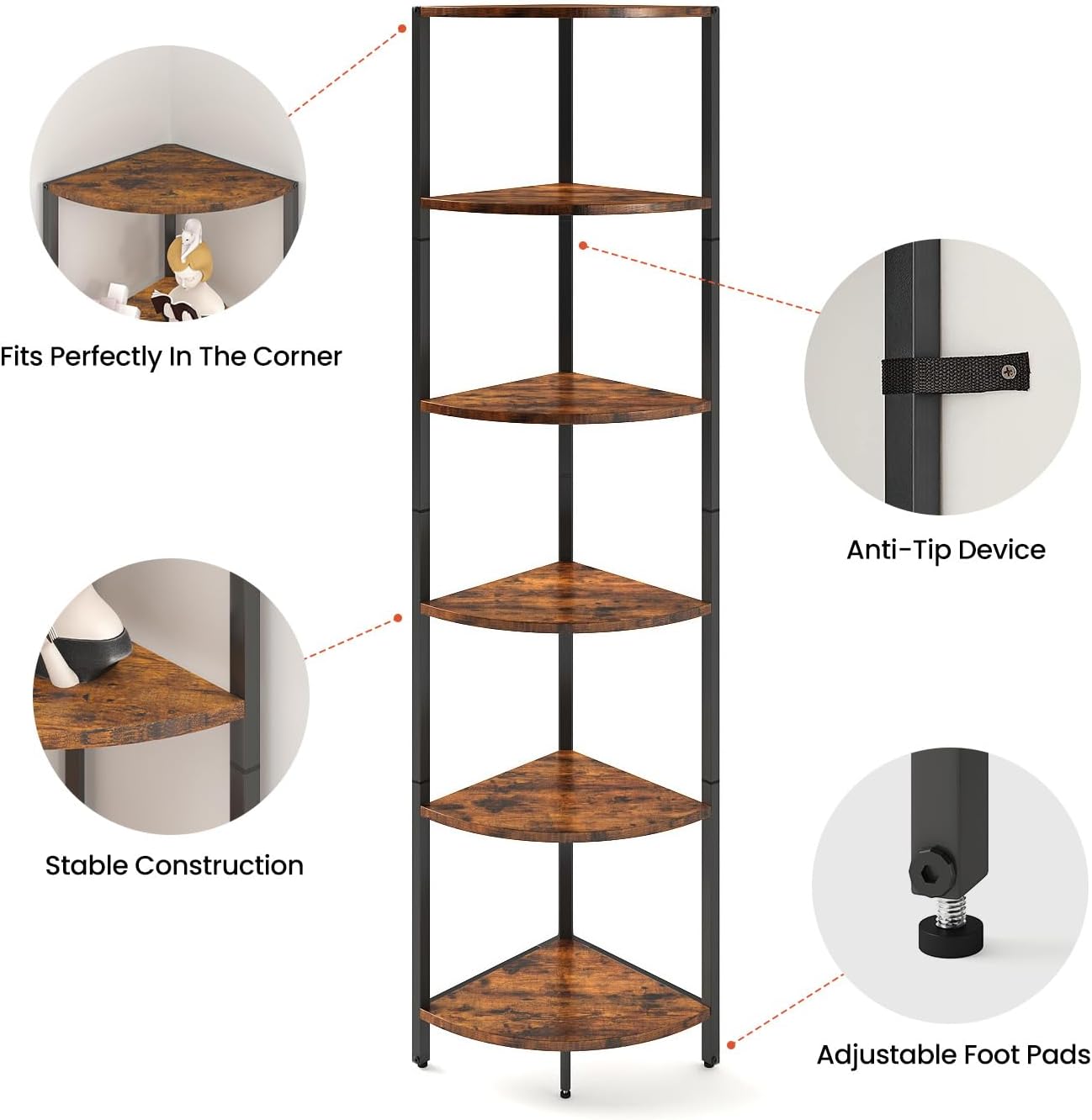 IRCPEN 6 Tier Corner Shelf Storage Organizer