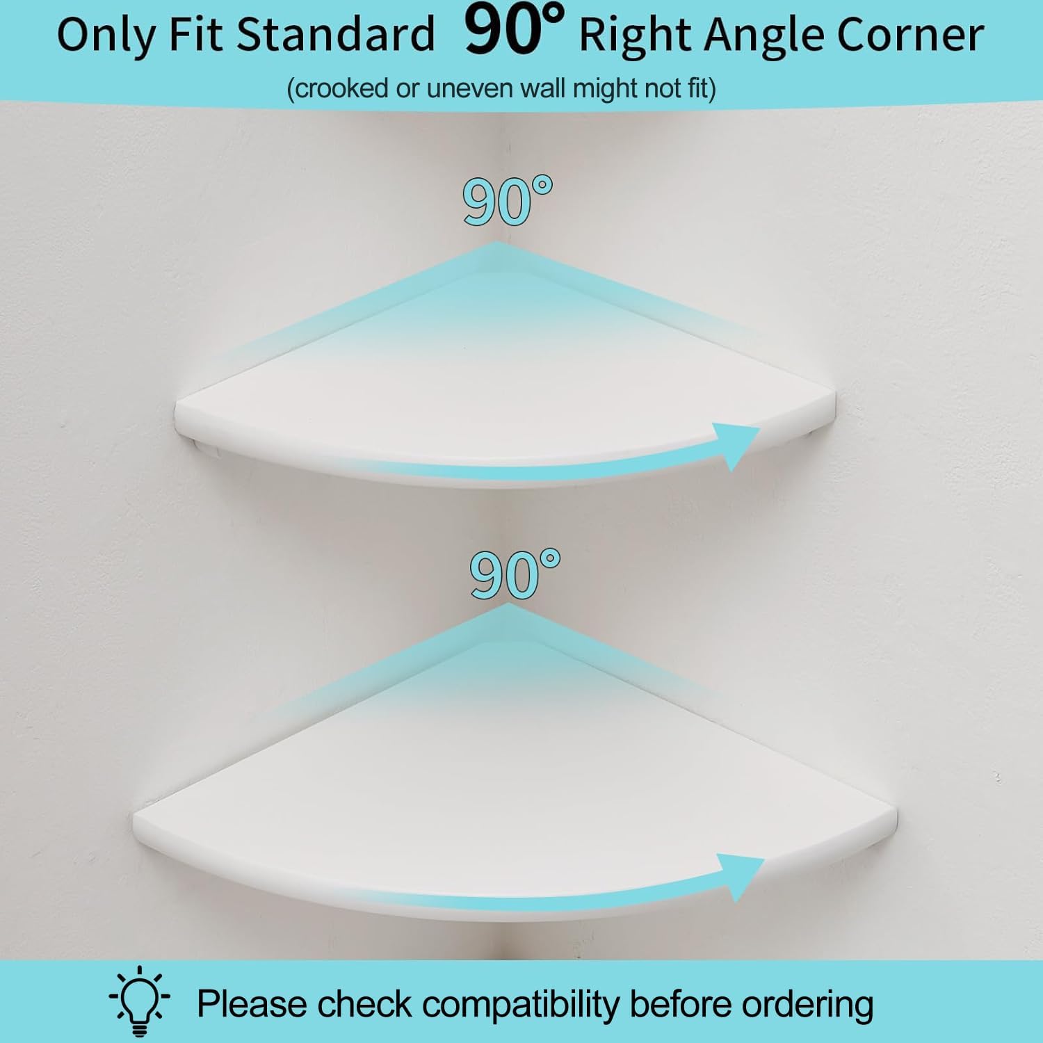White Solid Oak Corner Shelf Wall Mount