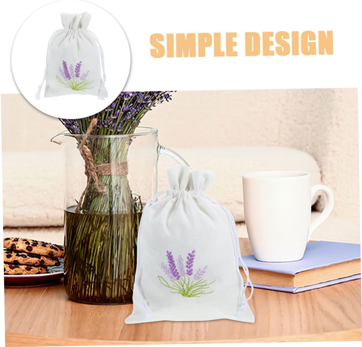 Zerodeko 5pcs Lavender Scent Sachets with Drawstring Closure