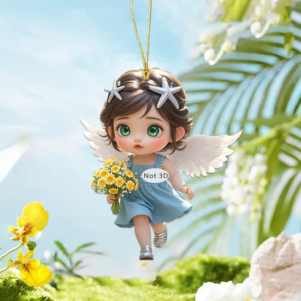 Crystal Effect Hanging Ornaments Set 4PCS Small Angel