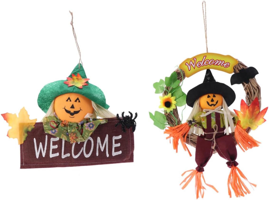 PRETYZOOM Halloween Garland Straw Plastic Door Hanger Decor