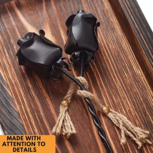 NOVECRAFTO Forged Iron Roses Set of 2 - Wall Mountable Wooden Frame