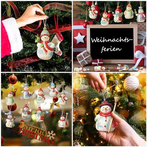 27 Pcs Snowman Christmas Decorations Wooden Ornament Set