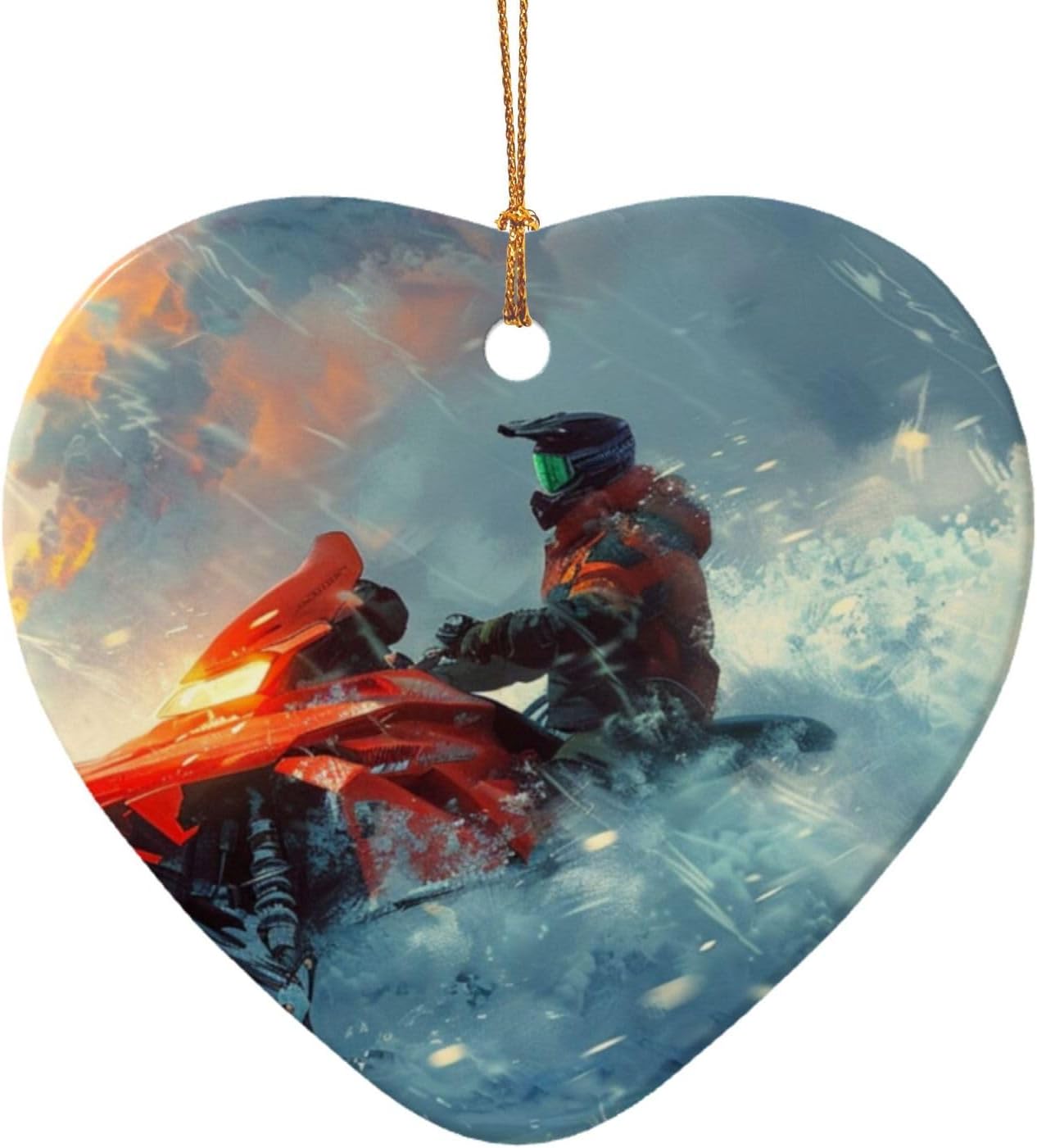 Yilequan Snowmobile Ceramic Christmas Tree Ornament