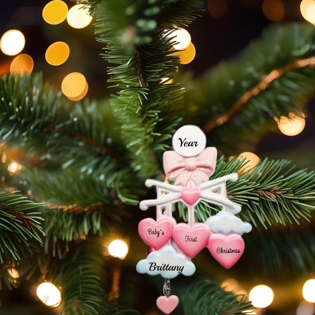 Babys First Christmas Personalized Ornament - Custom Name Year