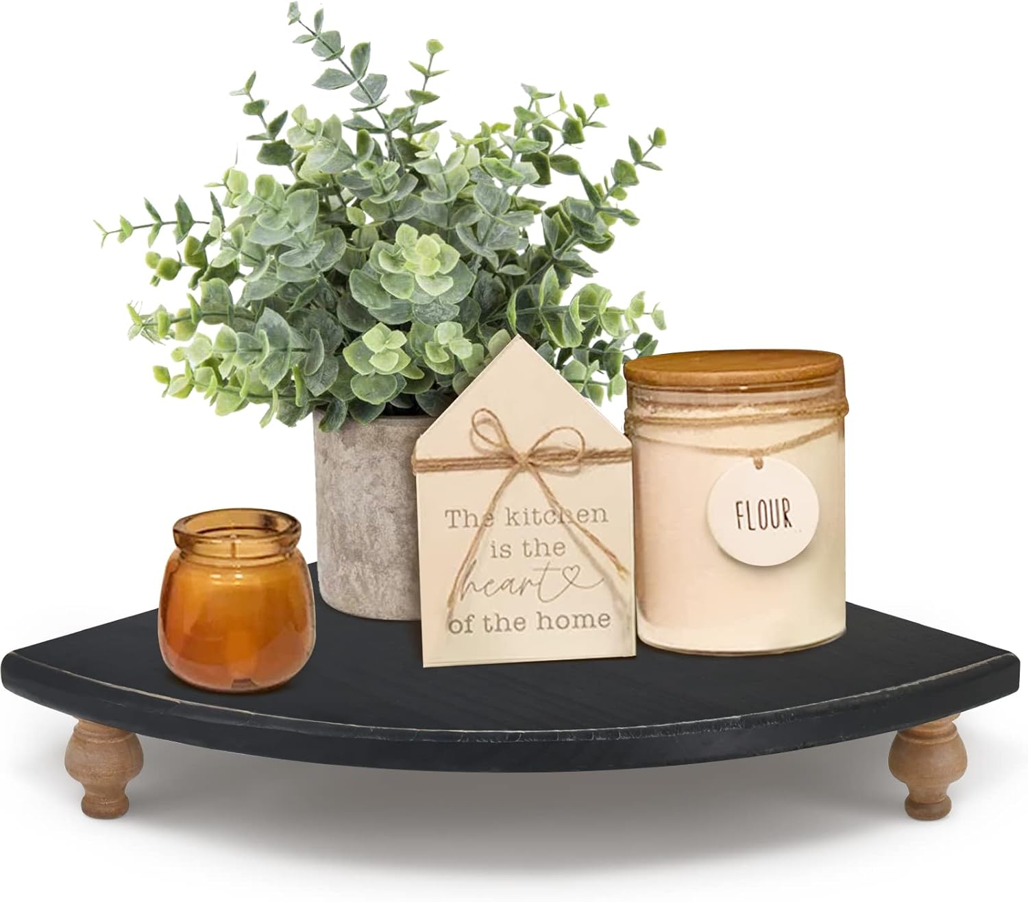 Rustic Black Wood Corner Shelf for Farmhouse Decor