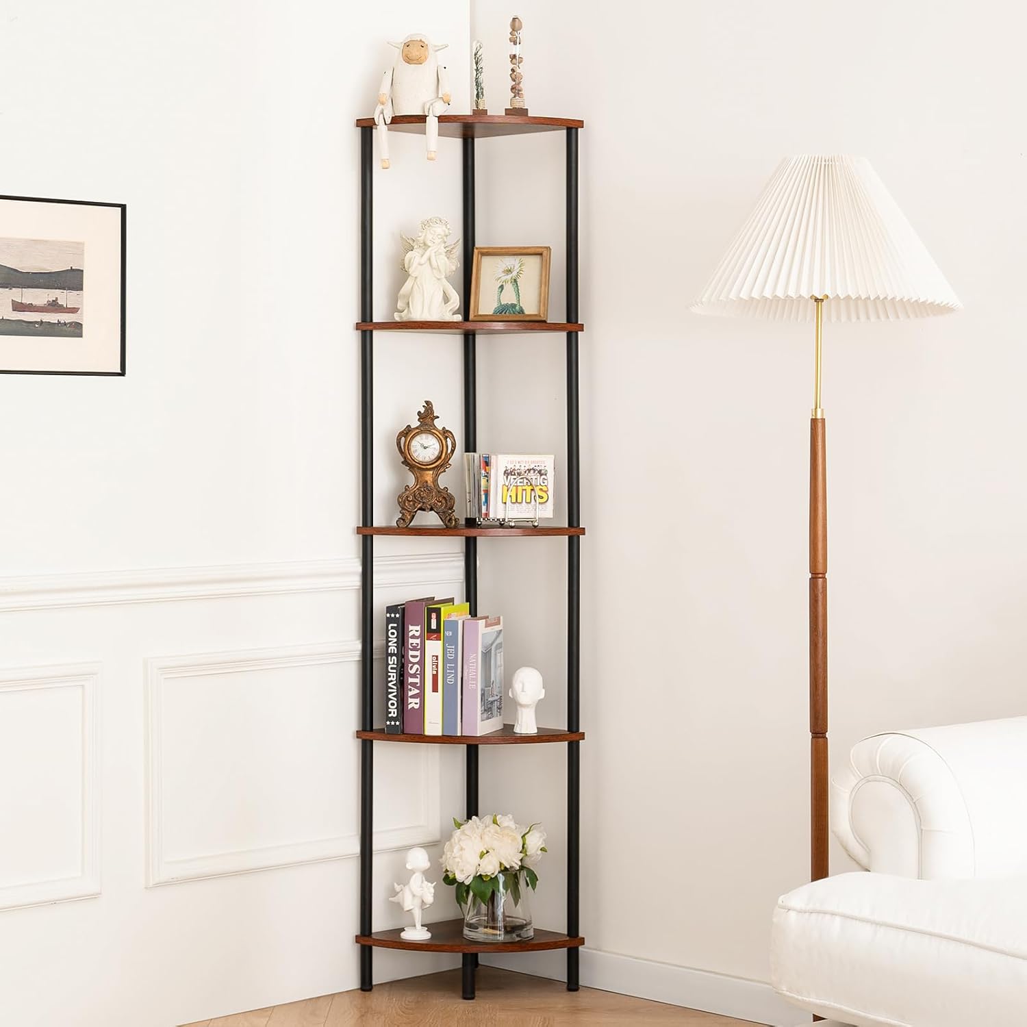Yoobure 5-Tier Corner Shelf Stand 65 Inches Tall