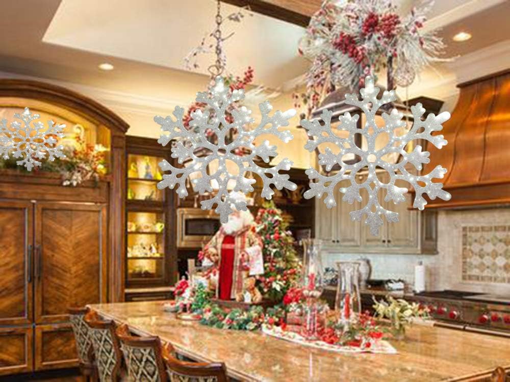 Jumbo White Snowflake Ornaments Set of 5