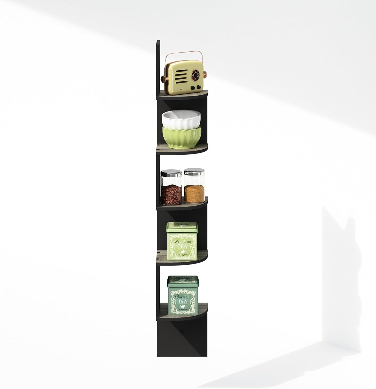 Furinno 5 Tier Floating Corner Shelf Black