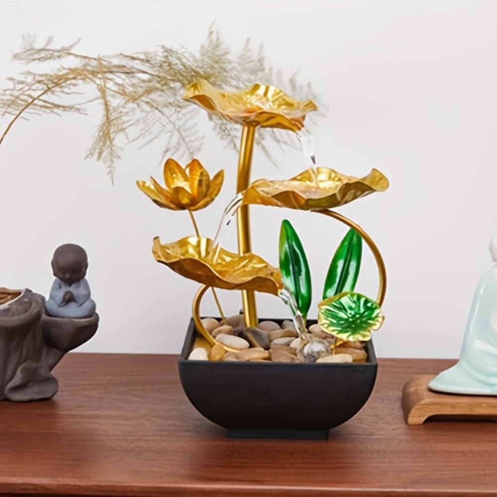 1pc 3-Tier Soothing Sounds Tabletop Fountain with LED Lights