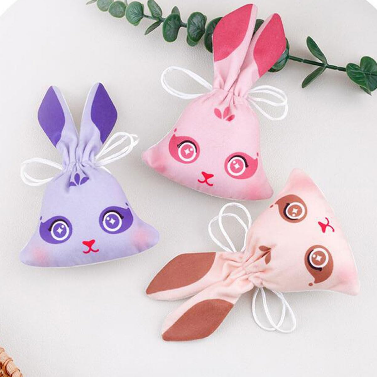 10 Pcs Chinese Rabbit Sachet Bags Velvet Drawstring Gift Pouch Set