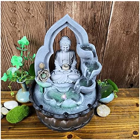 Buddha Tabletop Zen Fountain 3-Tiered Indoor Waterfall Decor