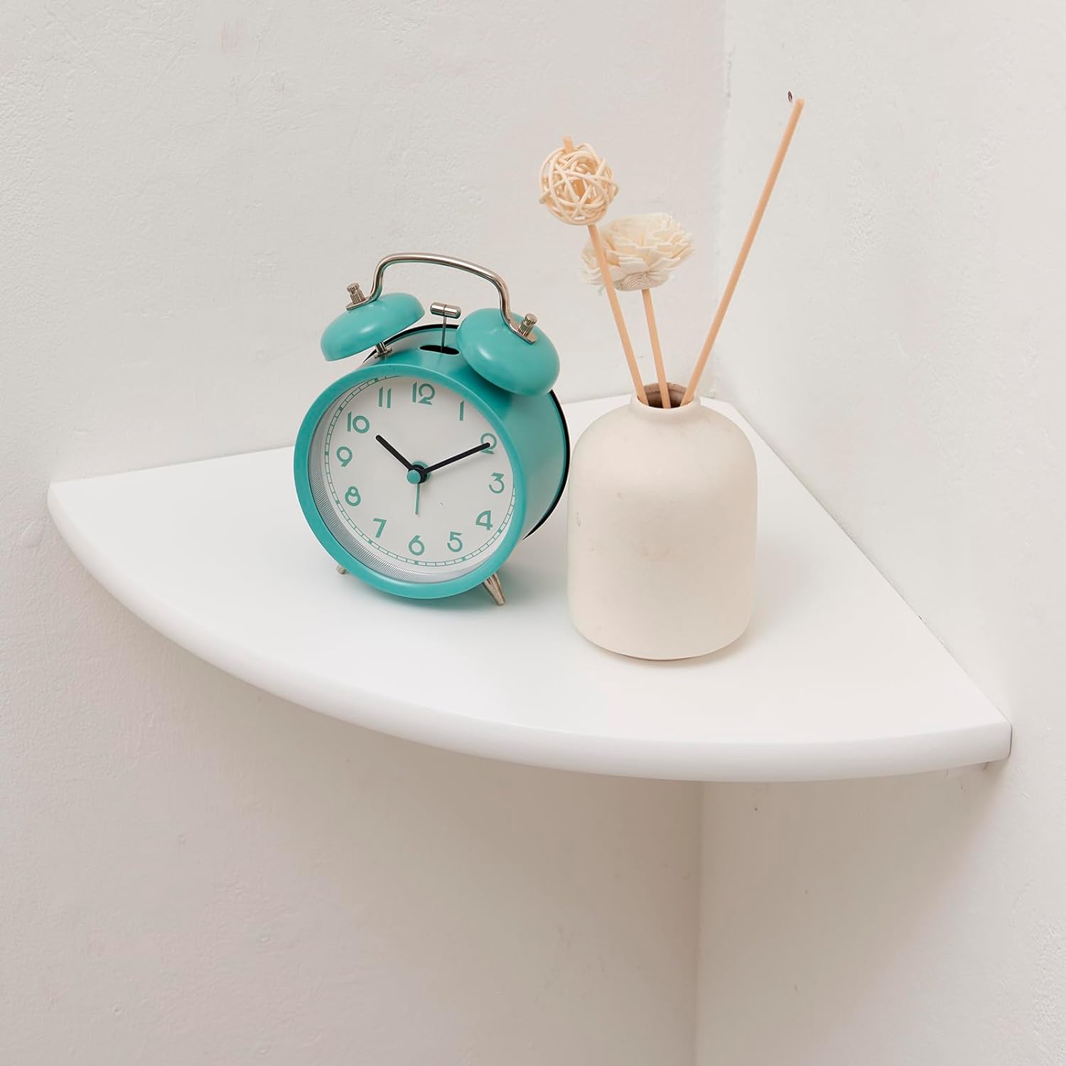 White Solid Oak Corner Shelf Wall Mount