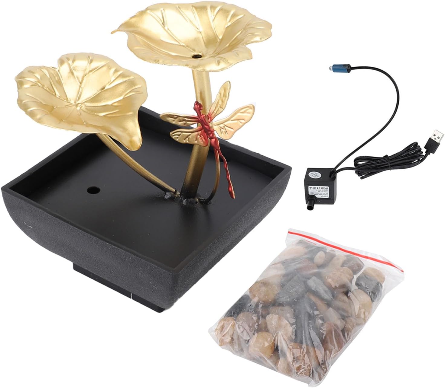 Compact Lightweight Iron Plastic Fountain with LED Lights