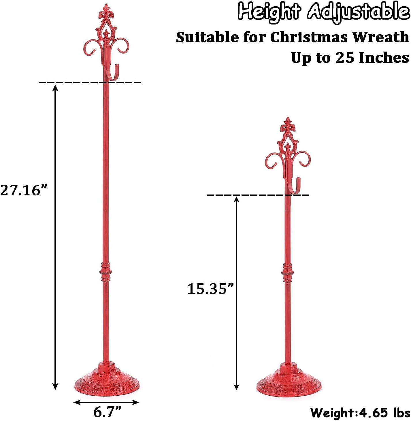 Retro Red Wreath Stand with Fleur-De-Lis Top
