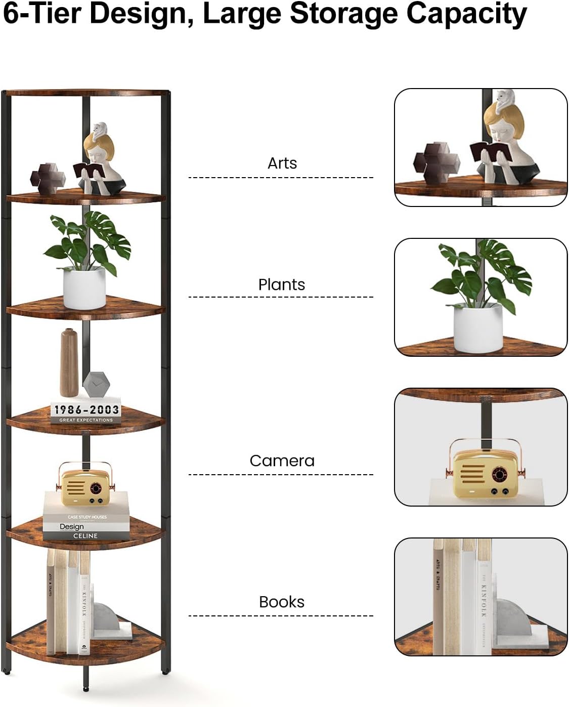 IRCPEN 6 Tier Corner Shelf Storage Organizer