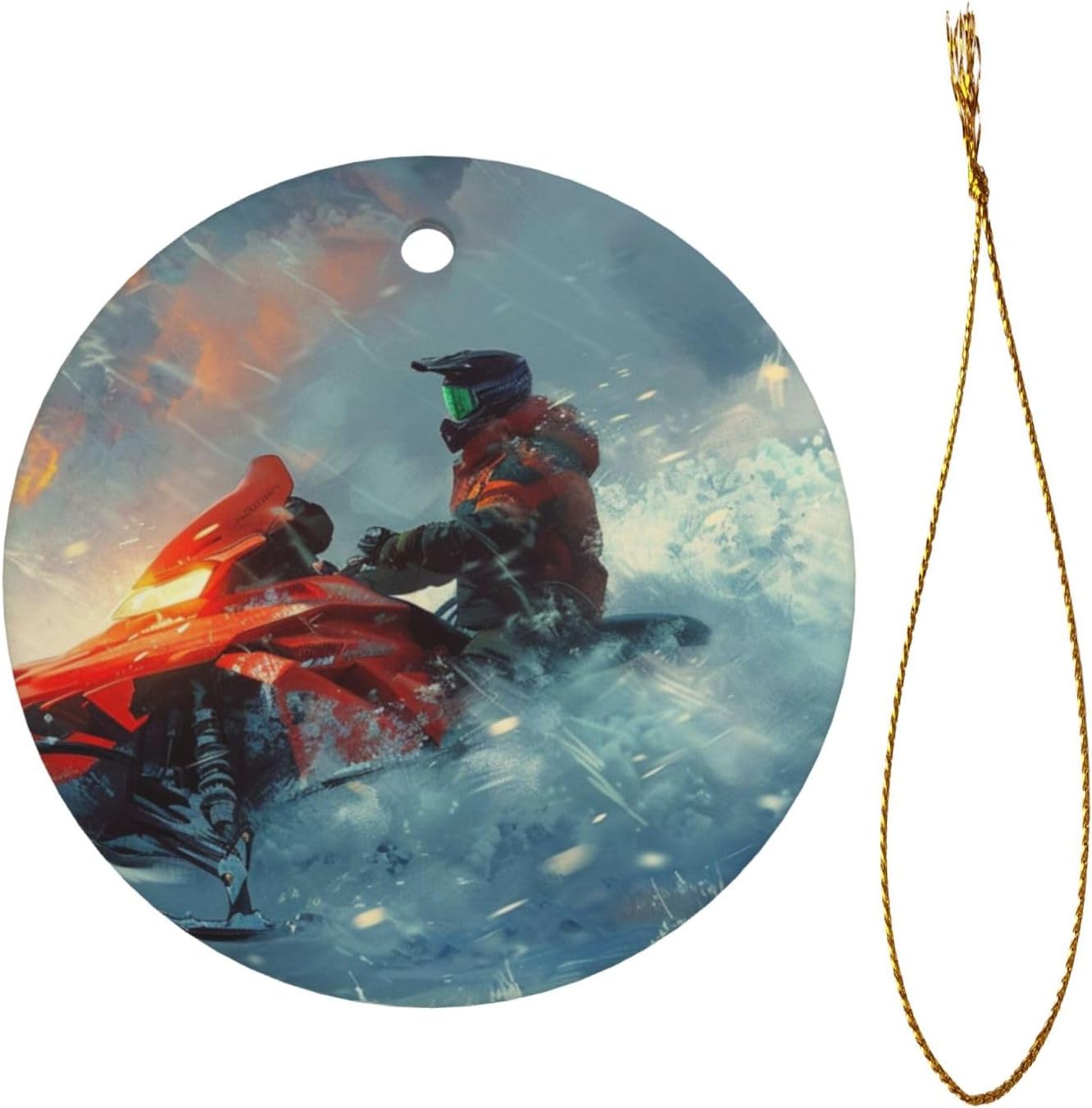 Yilequan Snowmobile Ceramic Christmas Ornament