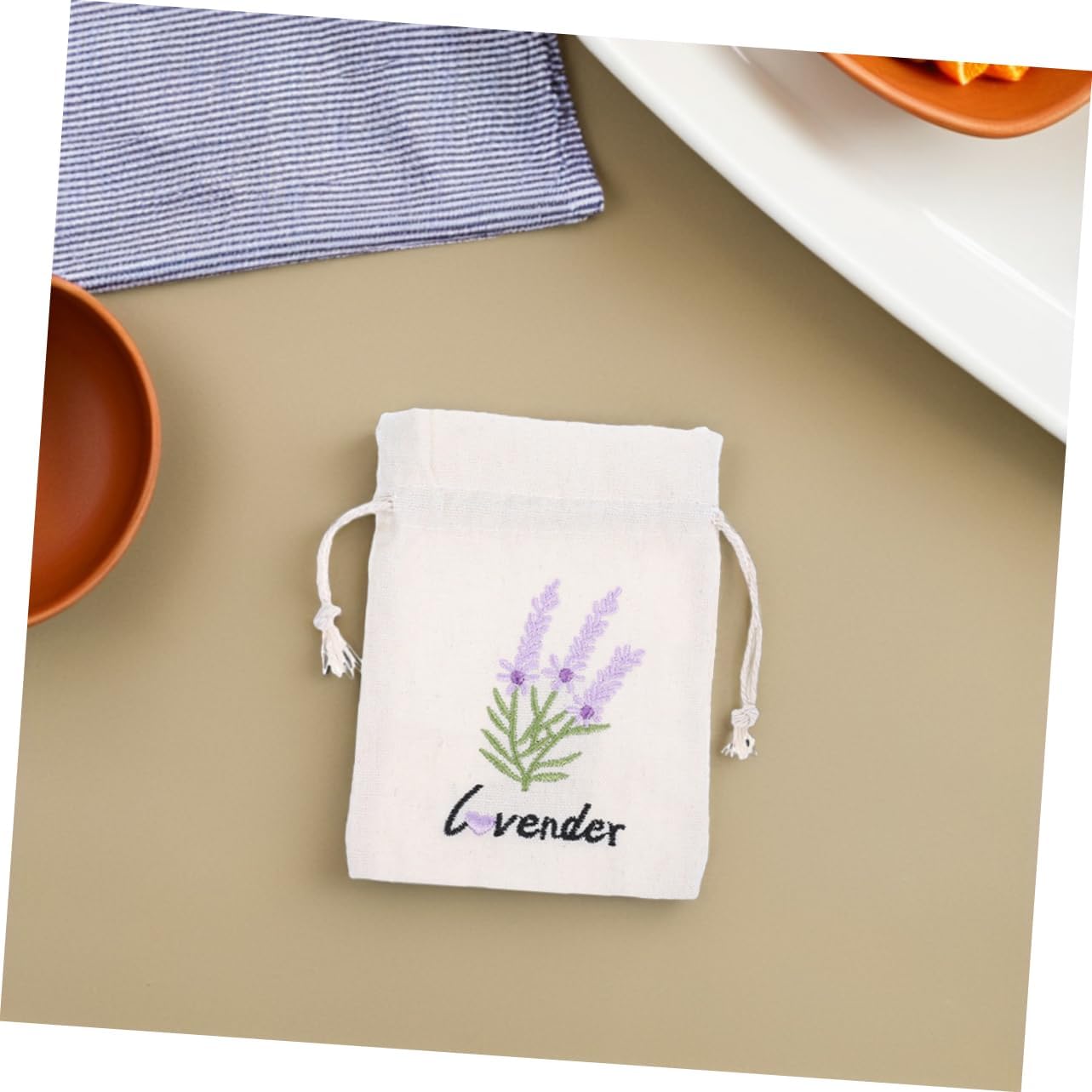 Zerodeko 5pcs Canvas Drawstring Pouches for Jewelry and Aromatherapy