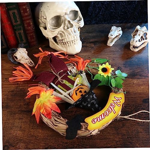 PRETYZOOM Halloween Garland Straw Plastic Door Hanger Decor