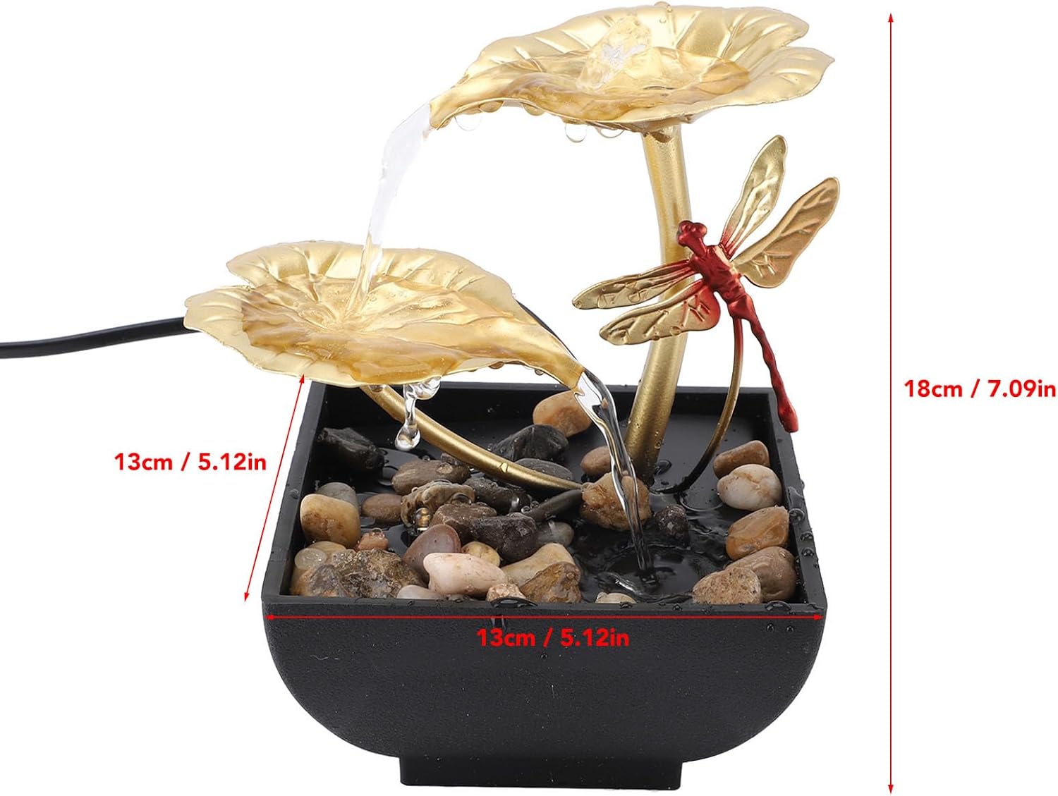 Compact Lightweight Iron Plastic Fountain with LED Lights