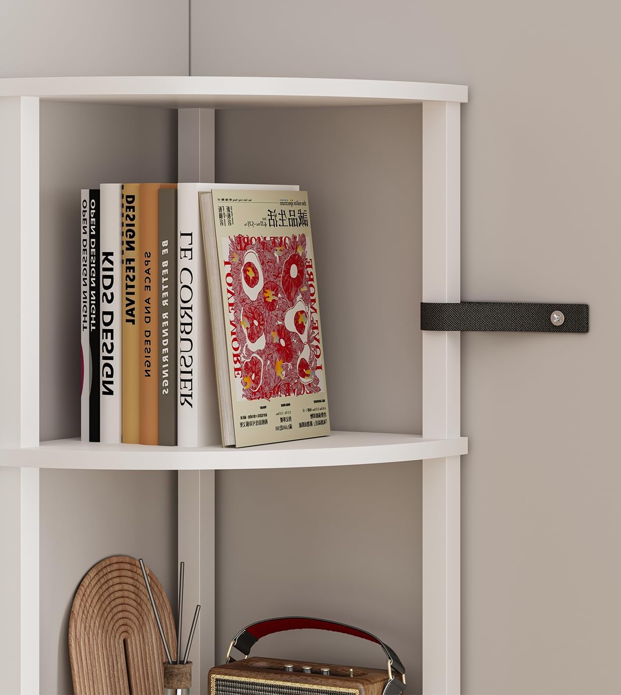 VIMBER 6-Tier Corner Bookshelf with LED Light