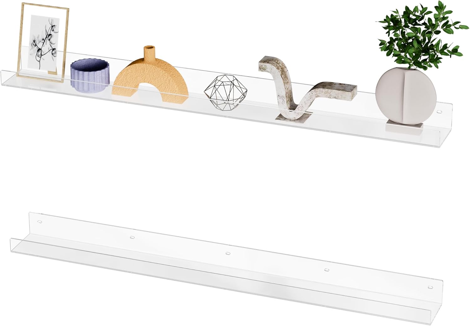 36 Inch Clear Acrylic Floating Wall Shelf 2 Pack