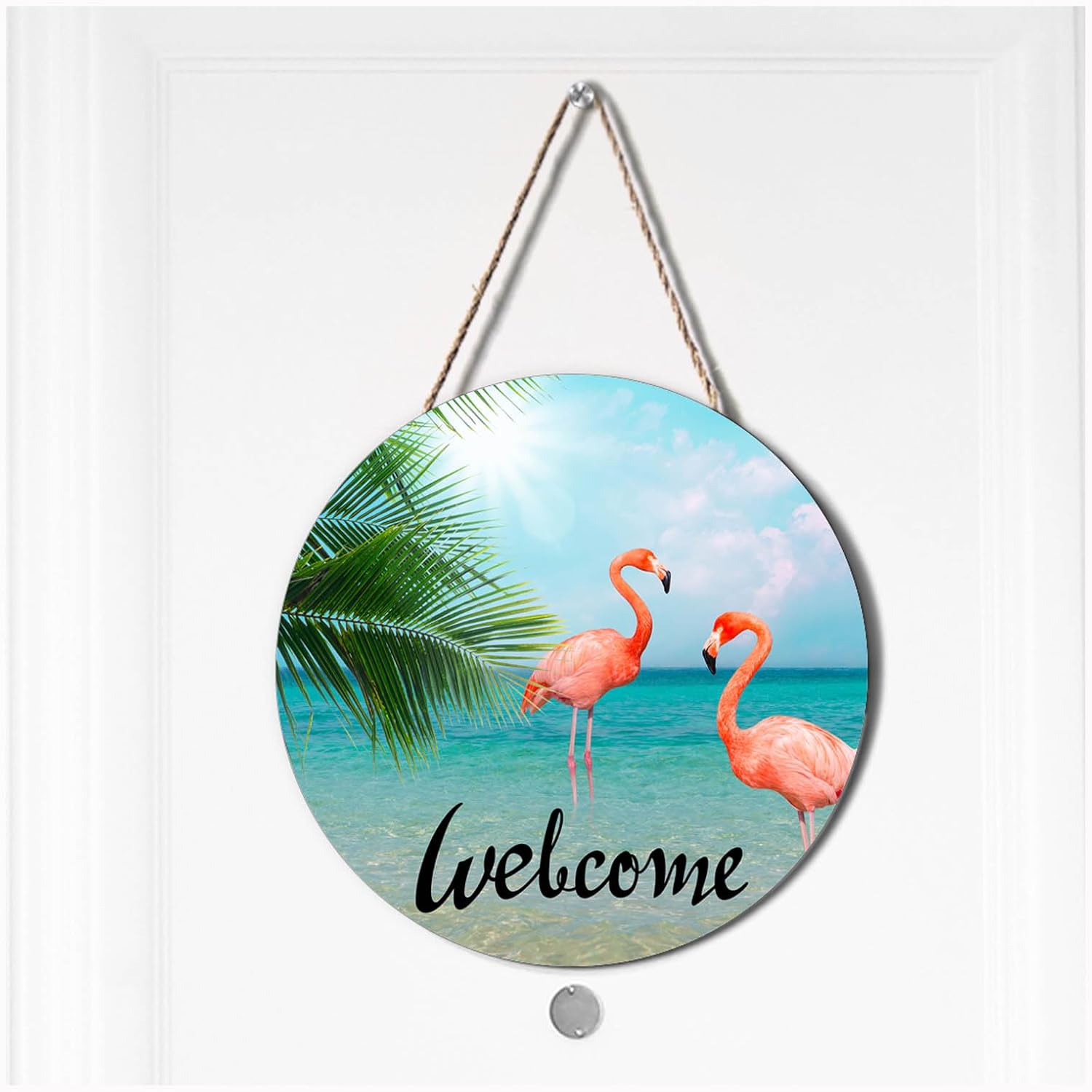 Flamingo Wreath Hangers for Front Door Welcome Sign