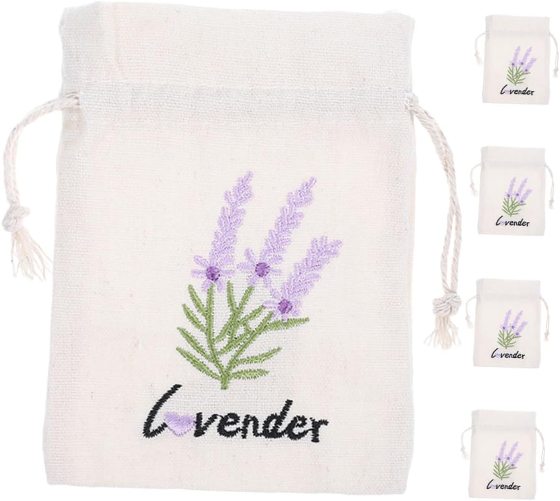 Zerodeko 5pcs Canvas Drawstring Pouches for Jewelry and Aromatherapy