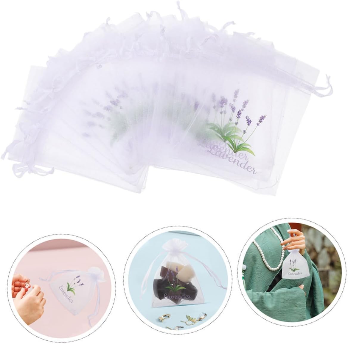 Cabilock 20pcs Lavender Sachets Breathable Mesh Pouches