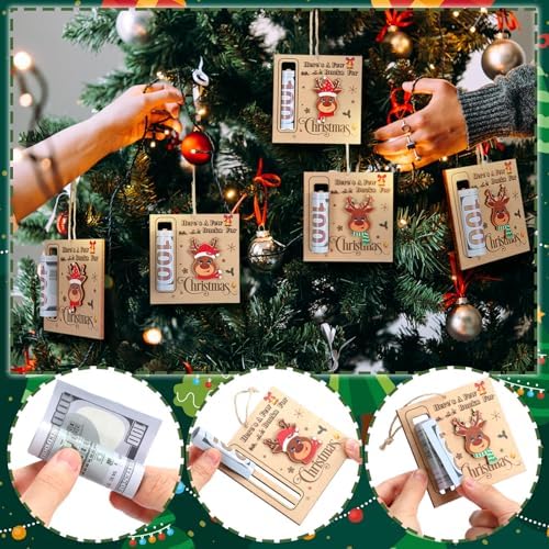 6 Pcs Wooden Christmas Money Holders for Party Favors