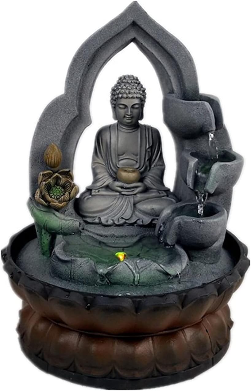 Buddha Tabletop Zen Fountain 3-Tiered Indoor Waterfall Decor