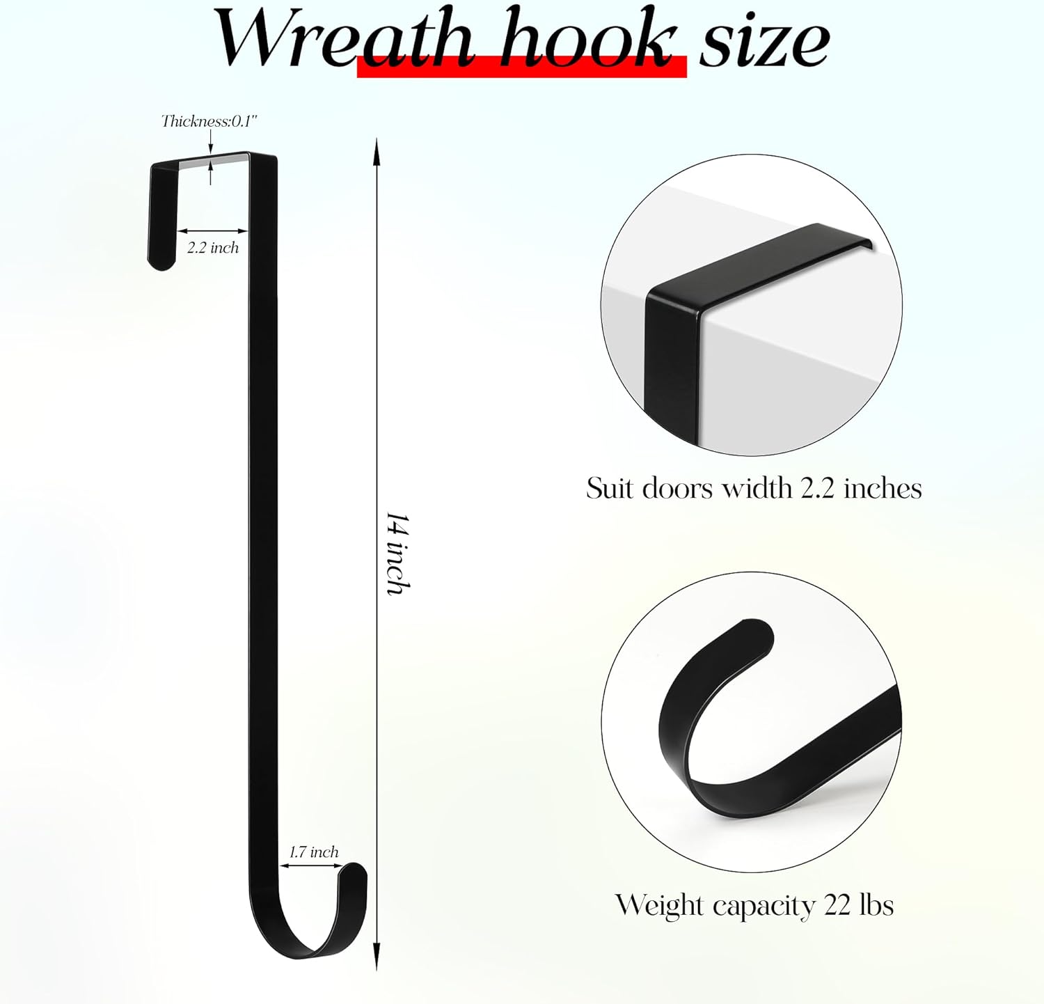MCFULL 14 Inch Wreath Hangers for Front Door