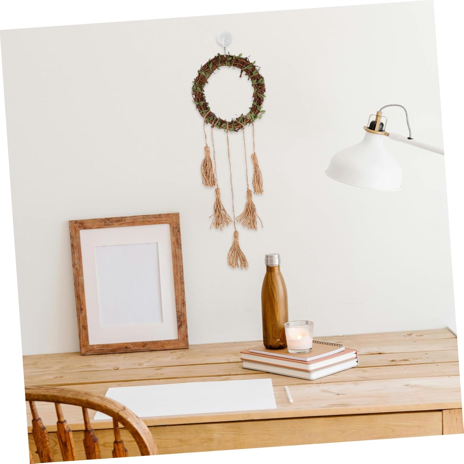 VICASKY Wall-Mounted Rattan Wind Chime Door Wreath
