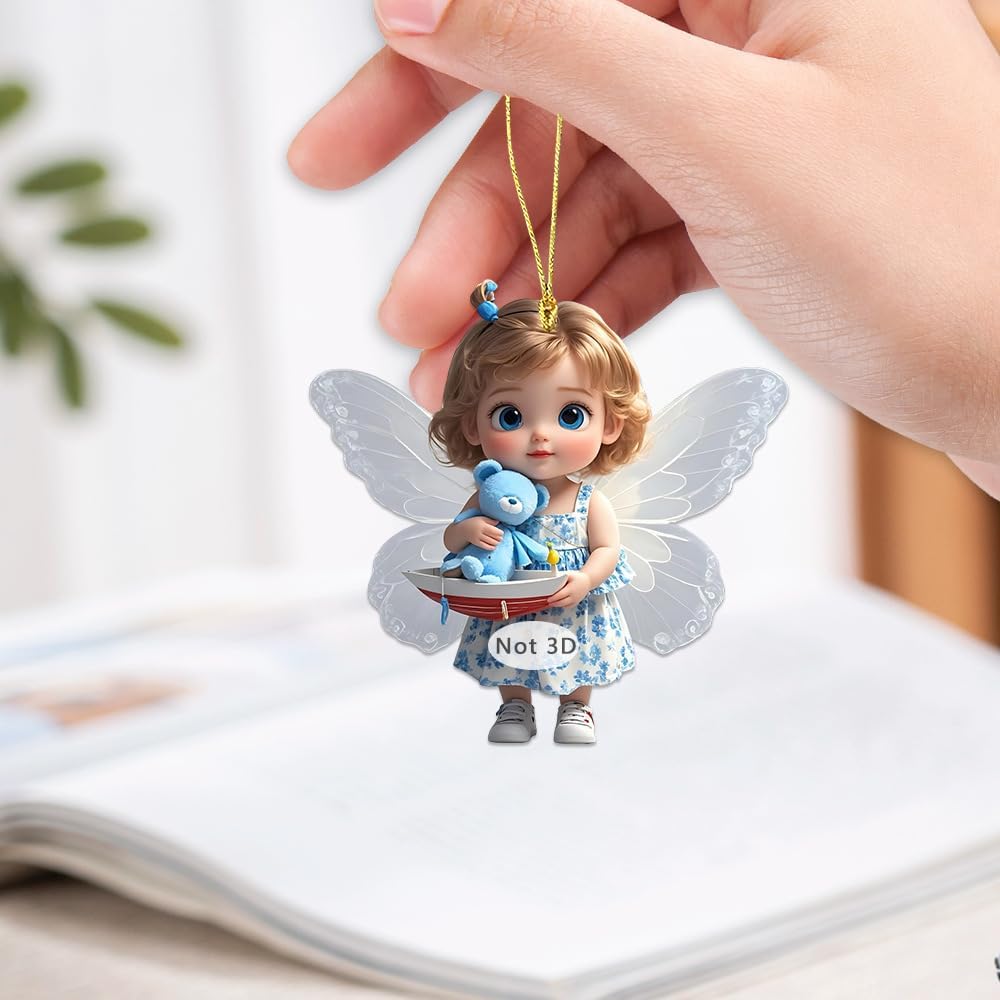 Crystal Effect Hanging Ornaments Set 4PCS Small Angel