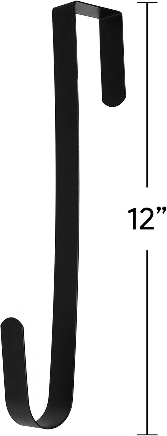 RND Over Door Wreath Hanger Hook - Black 12 Inch