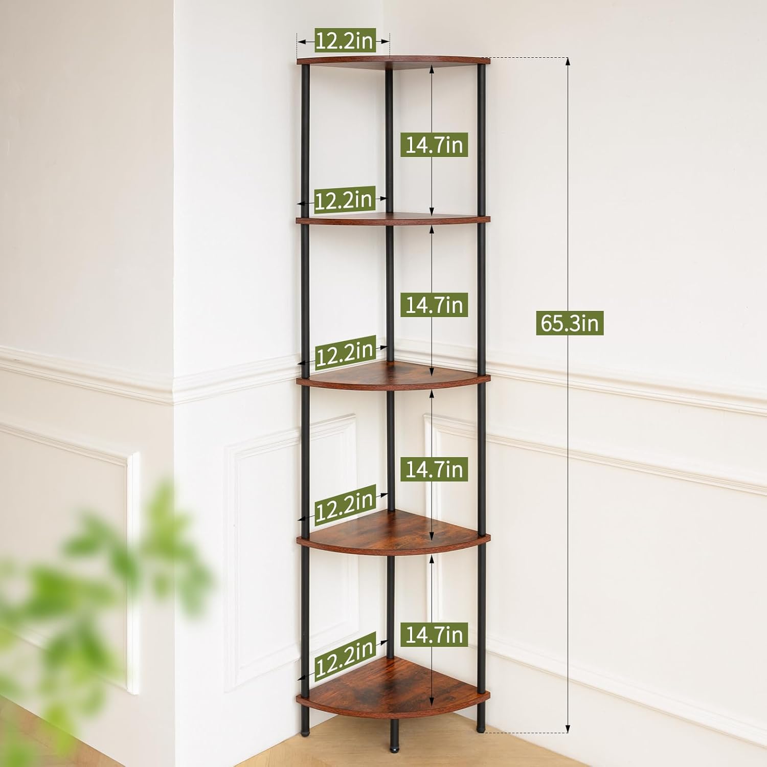 Yoobure 5-Tier Corner Shelf Stand 65 Inches Tall