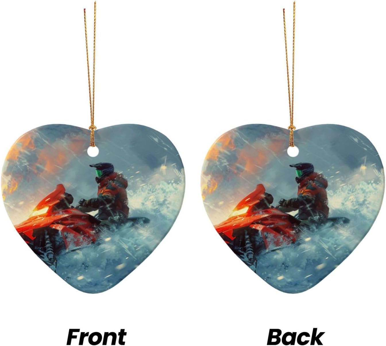 Yilequan Snowmobile Ceramic Christmas Tree Ornament