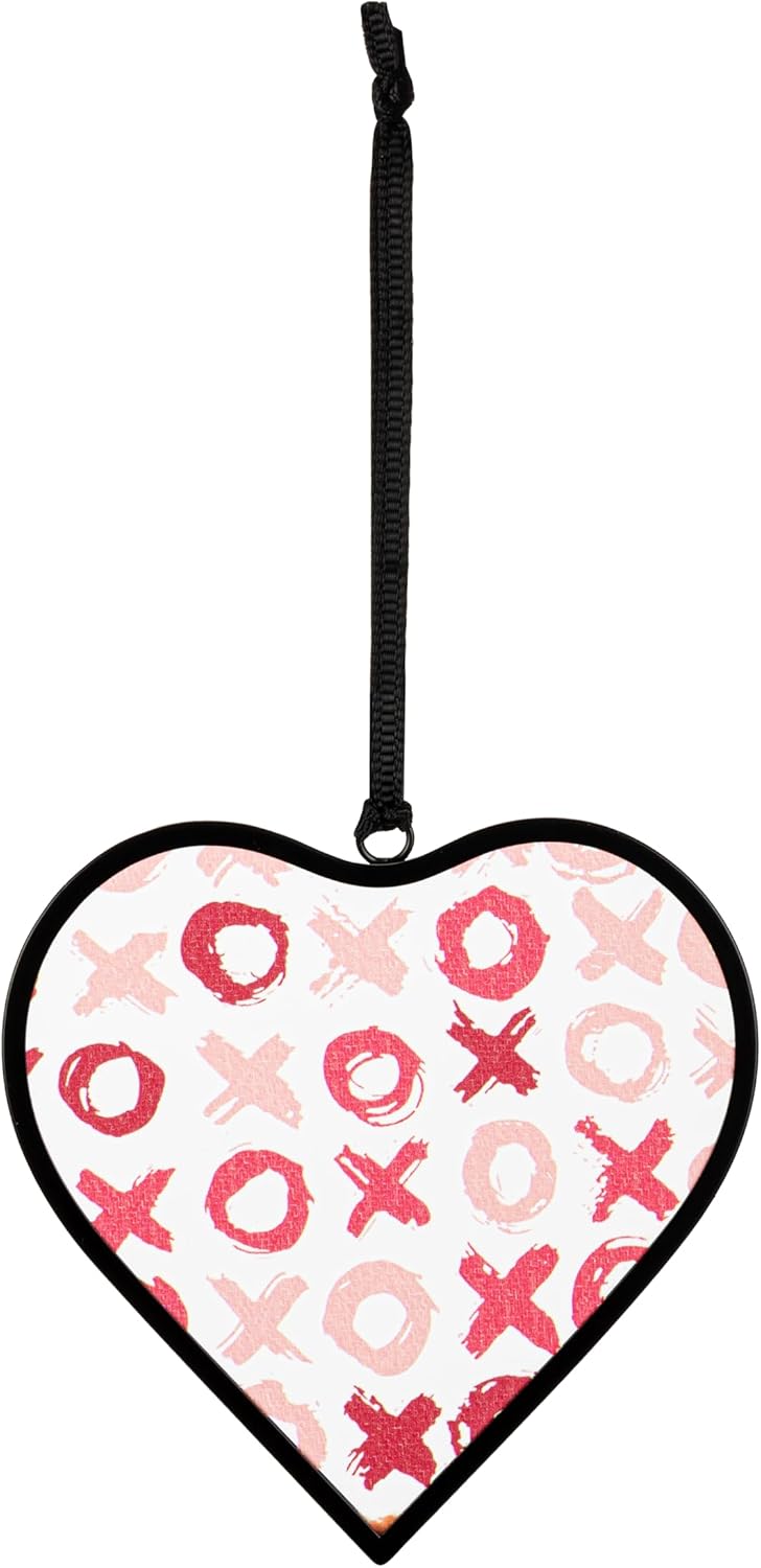DEMDACO OXOX Heart Suncatcher Hanging Ornament 3 Inch Red Pink
