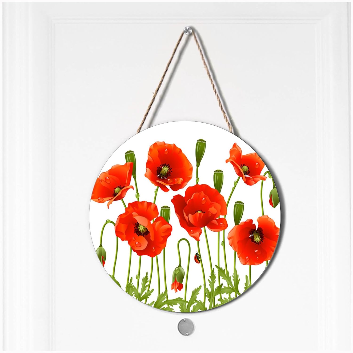 Red Poppy Wreath Hangers for Front Door Decor
