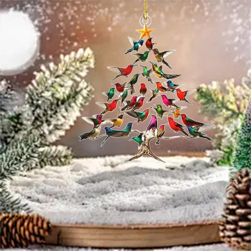 Colorful Stack Hummingbird Christmas Ornament 3Pcs